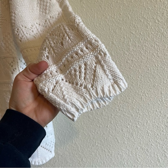 Via Max Vintage Cream / Off White Crochet Knit Grandpa Sweater - Picture 4 of 11